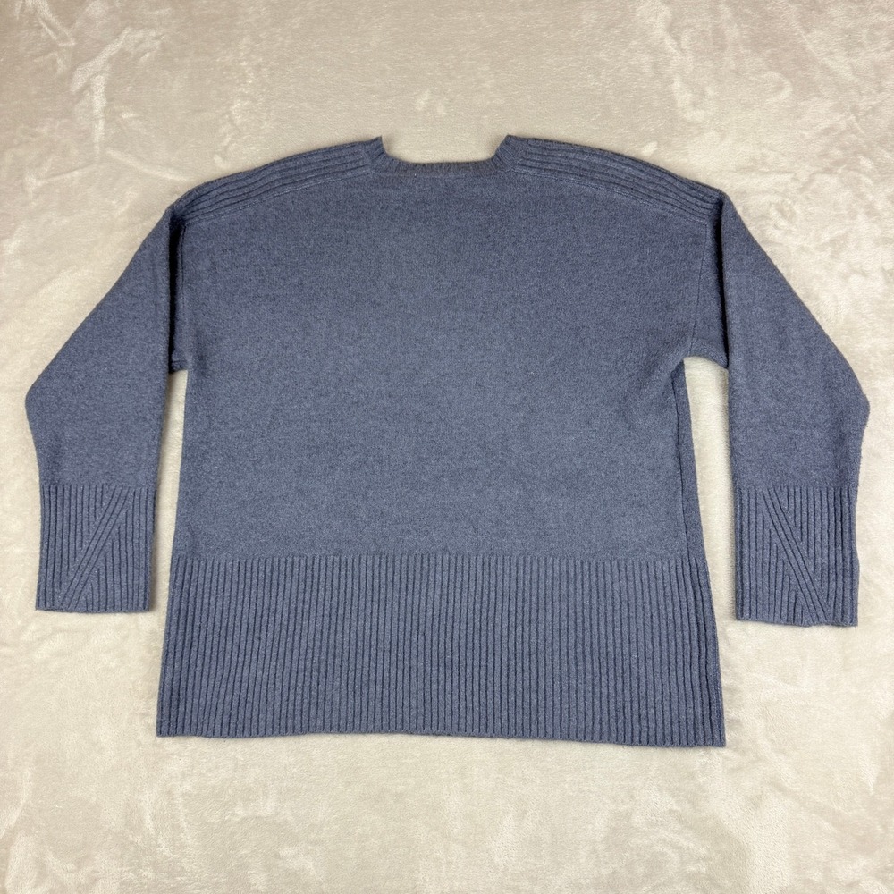 Zara Sweater Womens L Grayish Blue Wool Blend Ribbed Knit Crewneck Oversized EUC - Picture 4 of 9